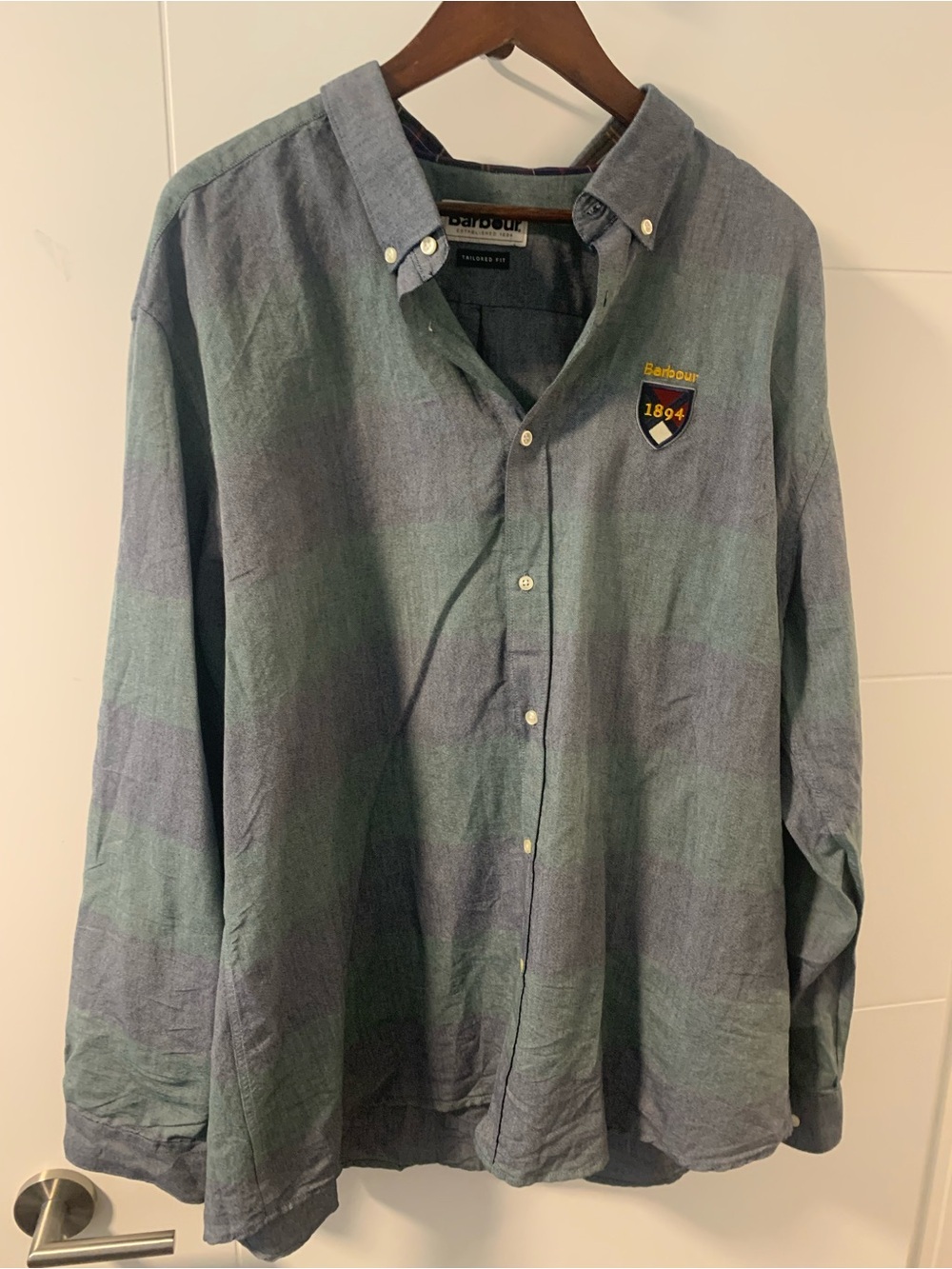Barbour Green and Blue Plaid Button-Down Shirt A13